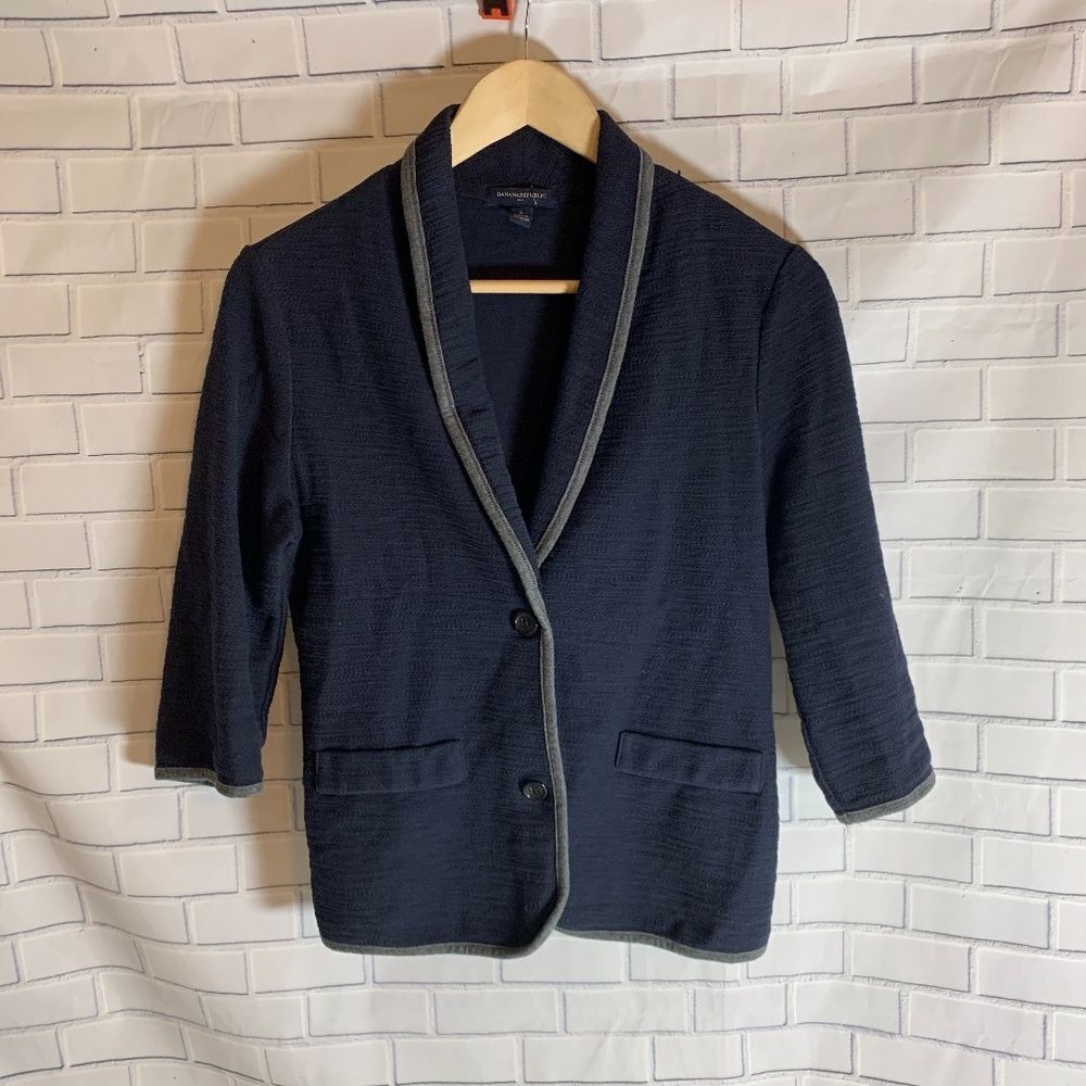 Banana Republic Navy Texture Knit Blazer Sz S